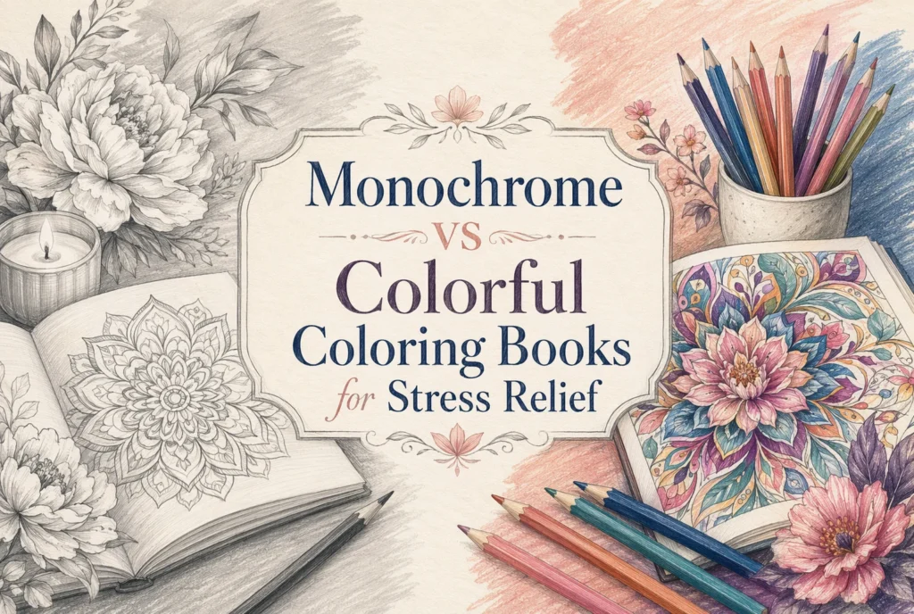 Monochrome vs Colorful Coloring Books for Stress Relief